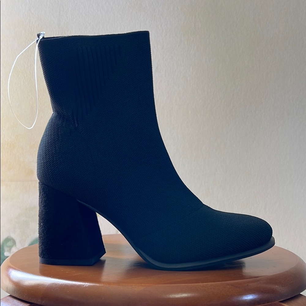 MIA Black Knit Shelbi Heeled Booties Boots